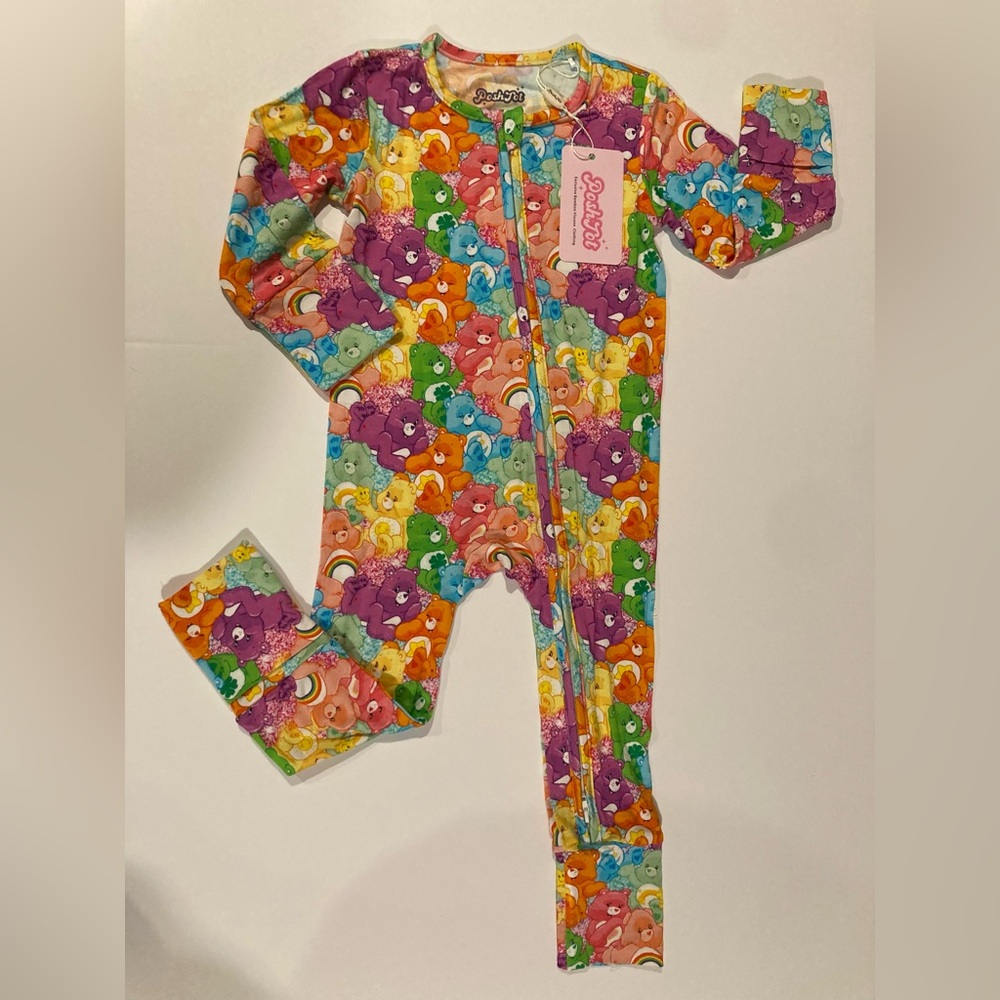NWT PoshTot Care Bears Bamboo Viscose Zippy Sleeper Romper - size 18/24 months